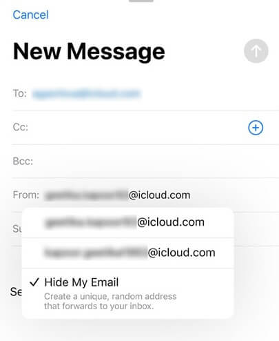 Use Hide My Email on Mail app