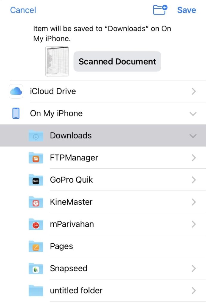 Save scanned documents in PDF file