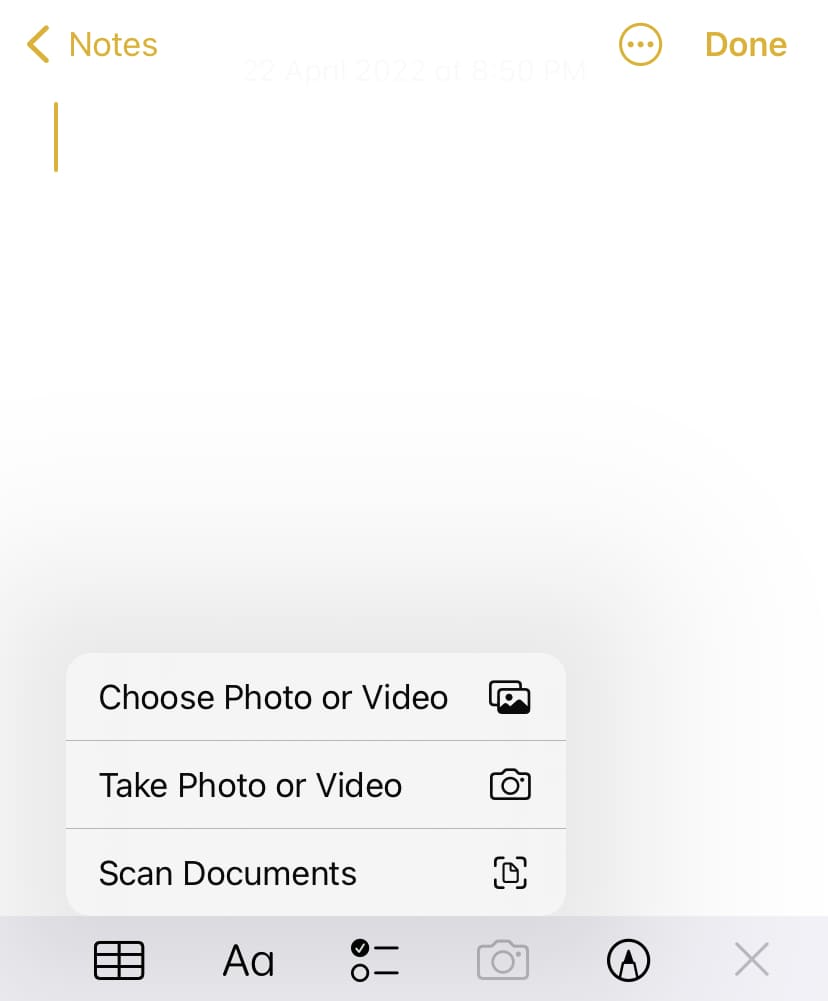 Scan documents with Notes app