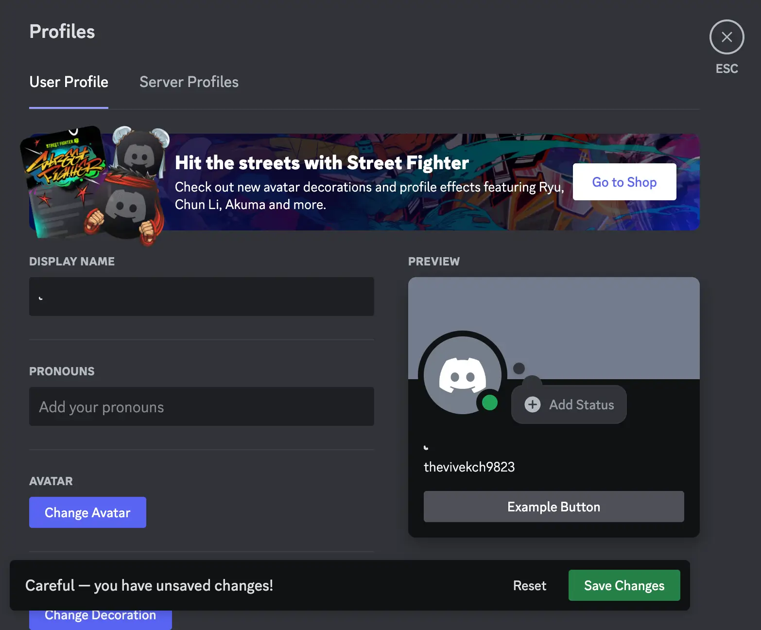 Make Discord name invisible on desktop