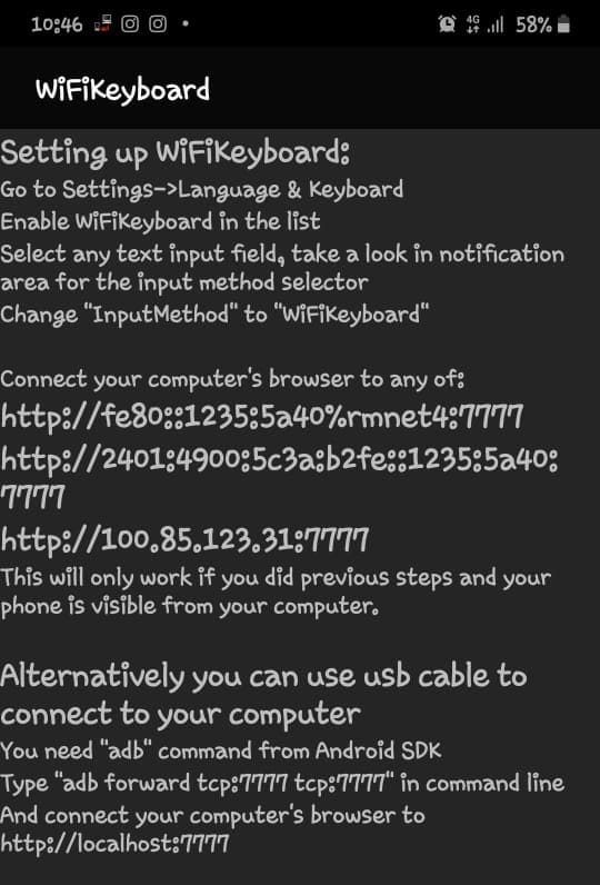 Access Android keyboard on PC via Wi-Fi