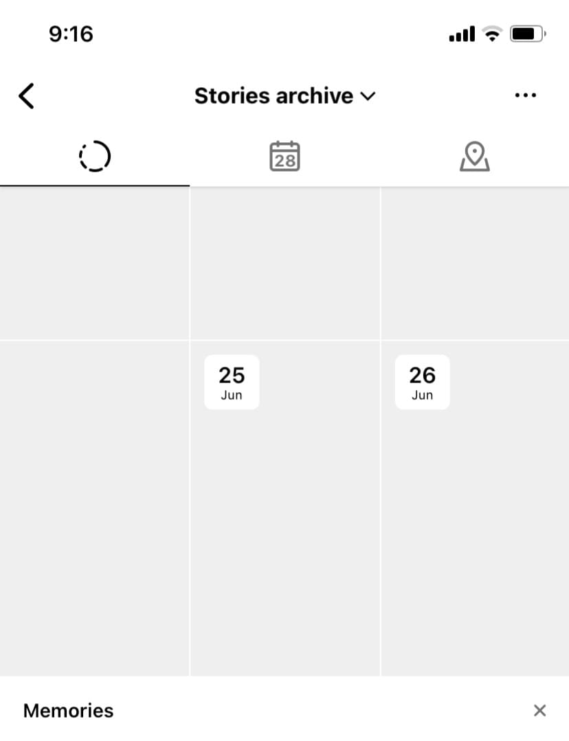Stories archive on Instagram