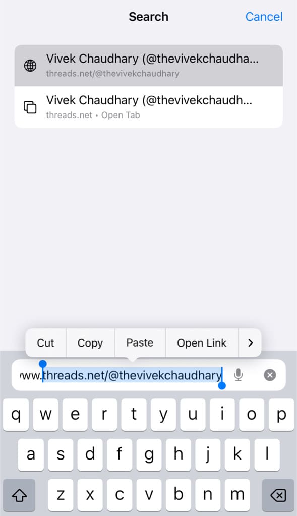 Create Threads profile link manually