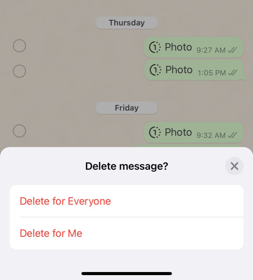 Delete WhatsApp view once after sending