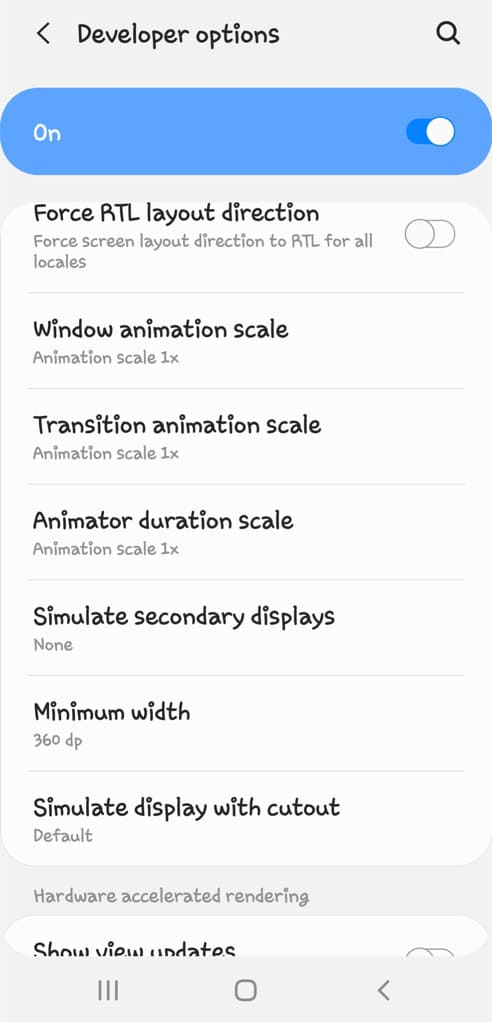 Animation scale in Developer Options on Android