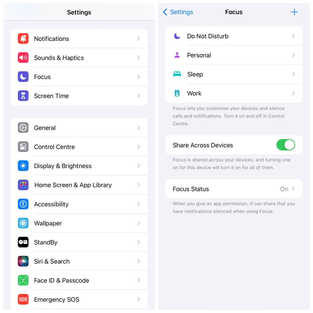 Go to Focus settings on iPhone