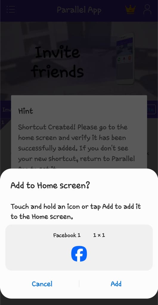 Add secondary app to home screen