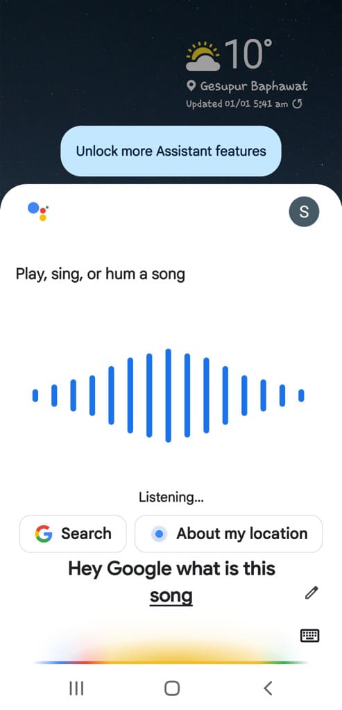 Ask Google Assistant to find song name