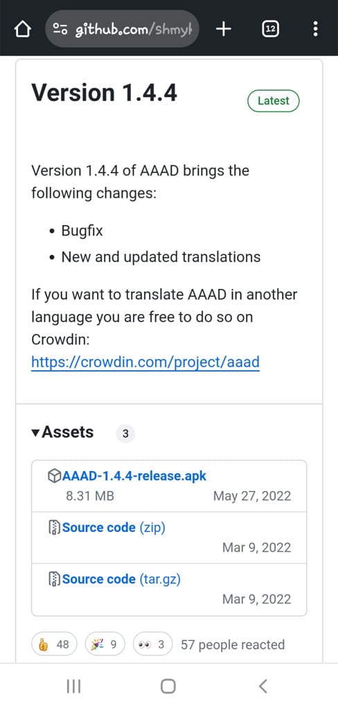 Download AAAD apk from GitHub
