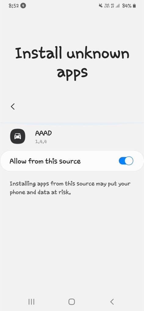 Enable unknown sources from AAAD