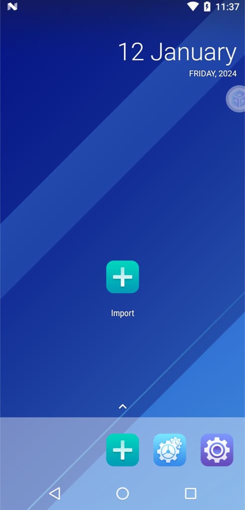 Open Import tool on Virtual Android