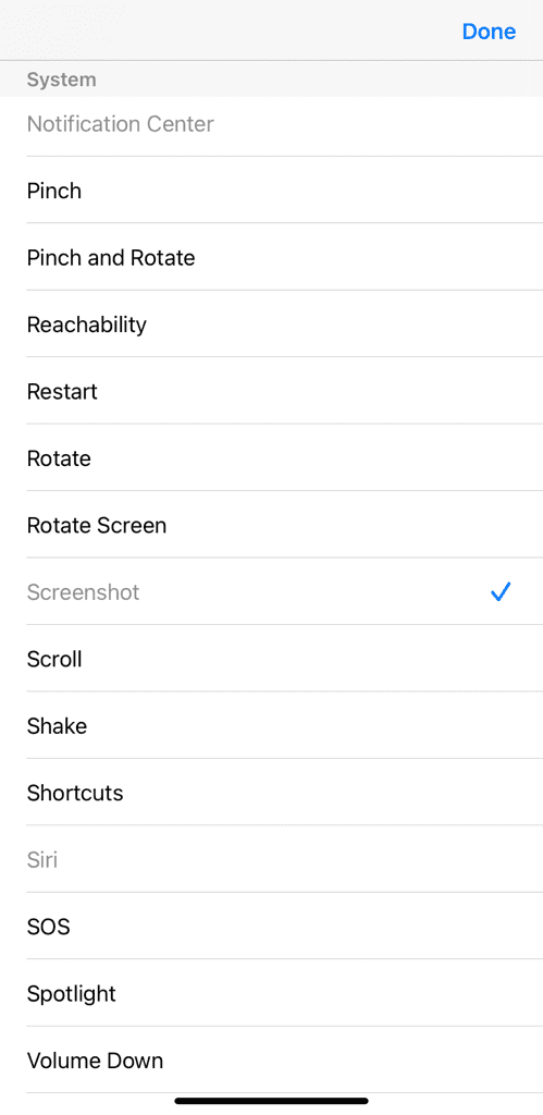 Add screenshot to Assistive Touch menu