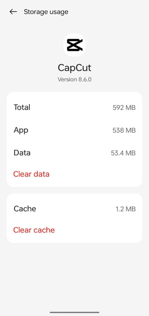 Clear CapCut cached data