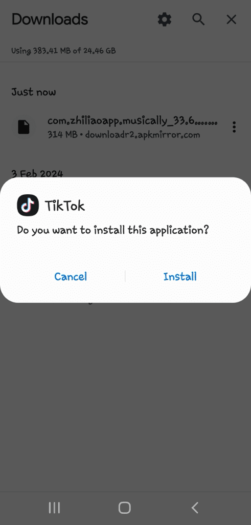 Install TikTok APK on Android