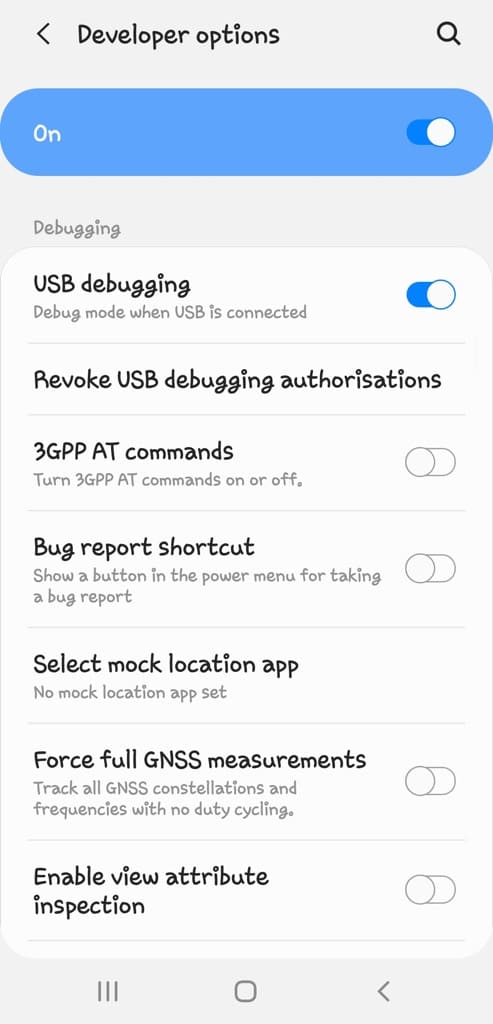 Enable USB debugging on Android