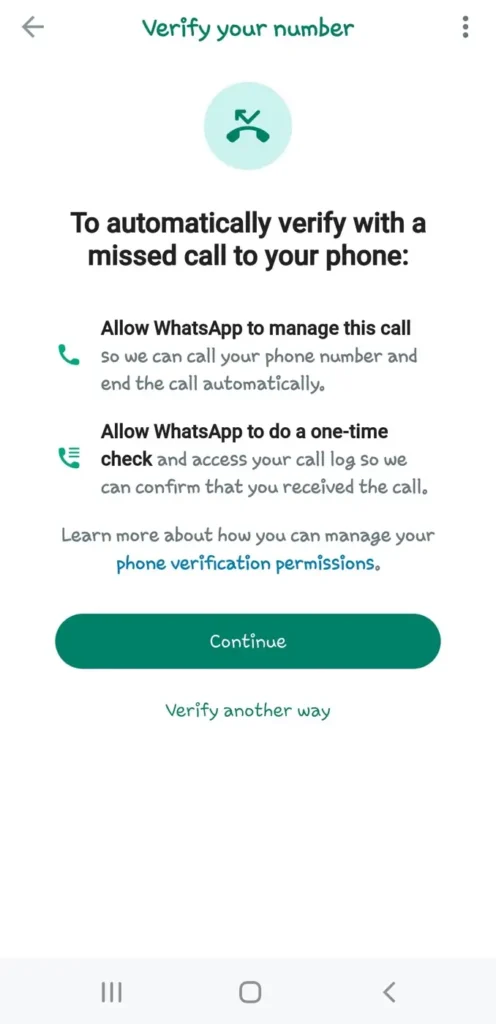 Get WhatsApp verification code via call