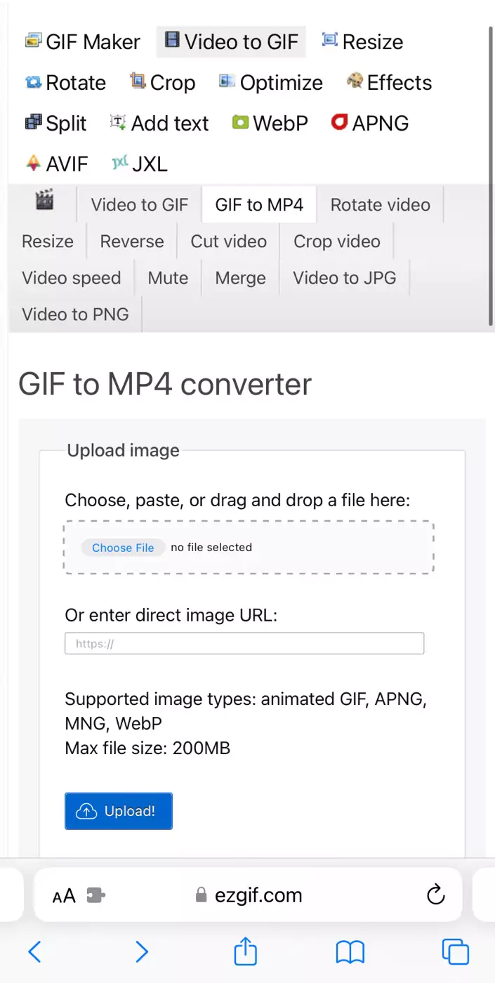 EZGIF GIF to MP4 Converter