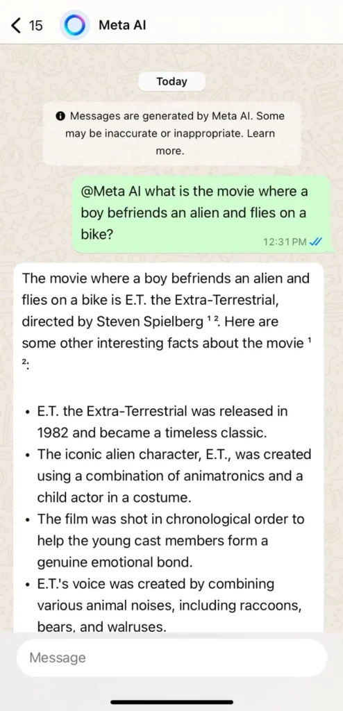 Find movie name using Meta AI