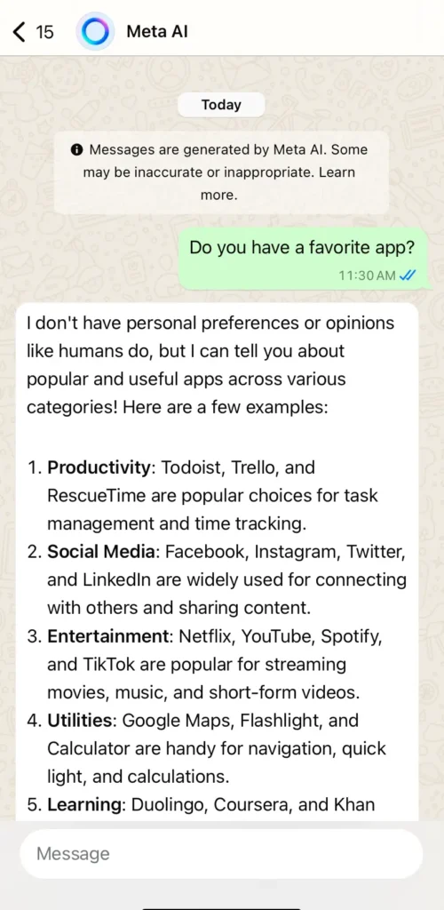 Fun tech questions to ask Meta AI on WhatsApp