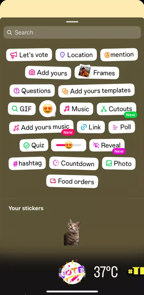 Go to Instagram GIF sticker