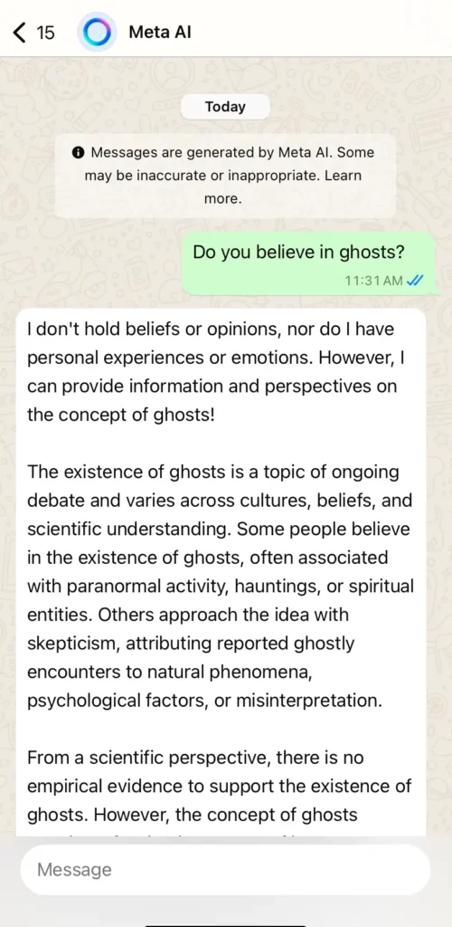 Random questions to ask Meta AI on WhatsApp