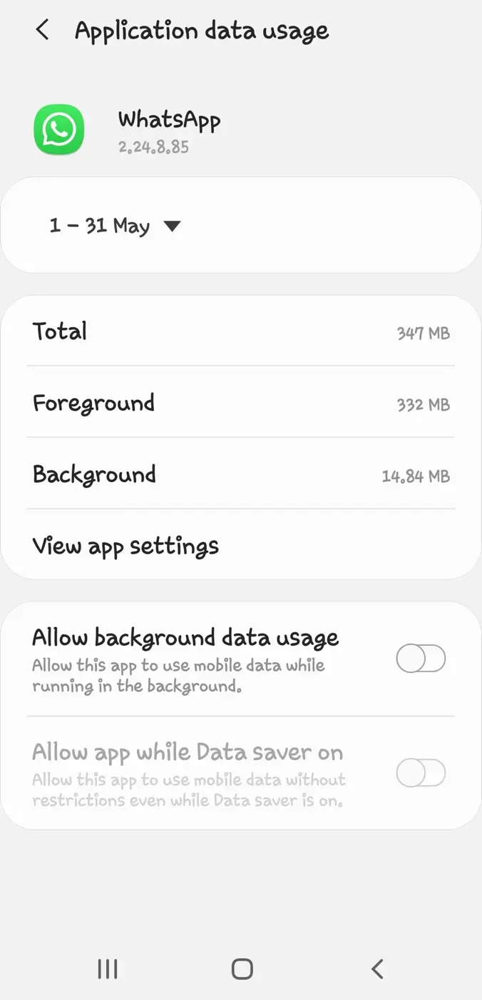Disable background usage on WhatsApp