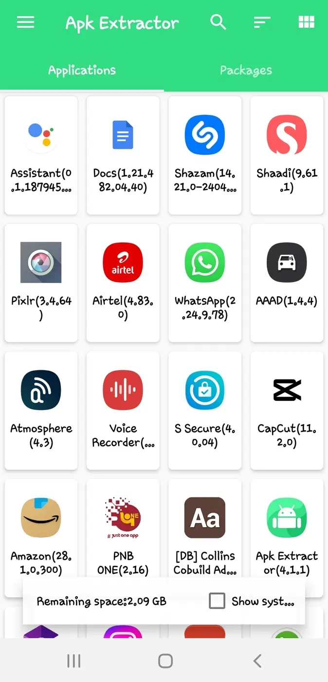 Select app to extract APK