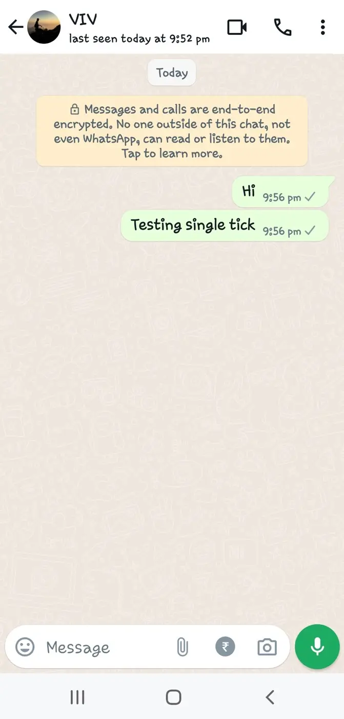 WhatsApp single one tick proof