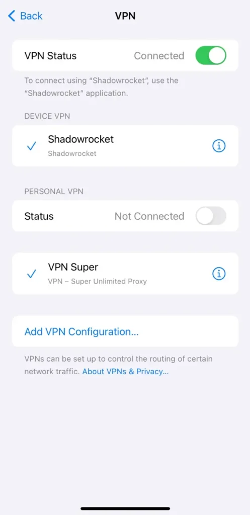 Disable VPN