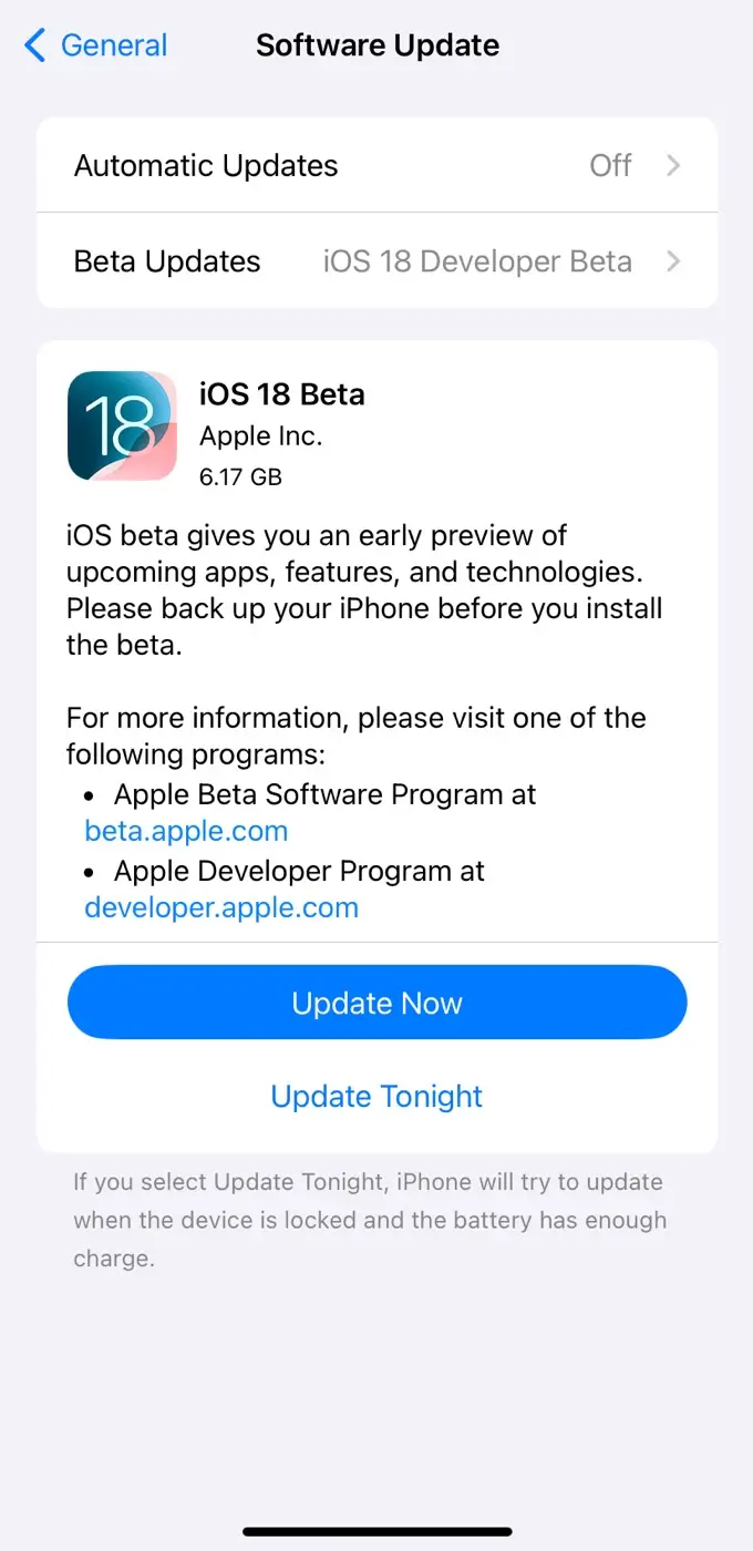 Download and install iOS 18 Beta