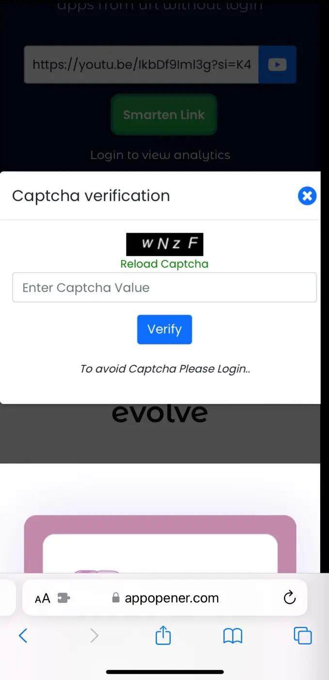 Enter code to verify captcha