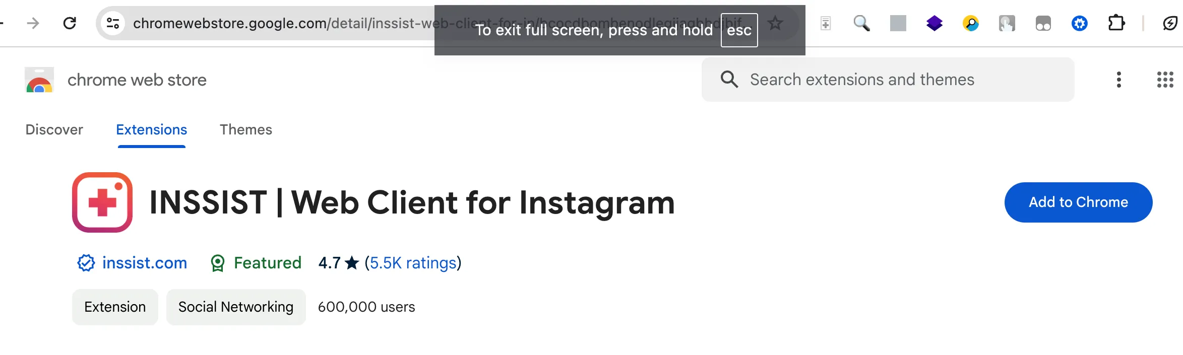 INSSIST web client for Instagram extension