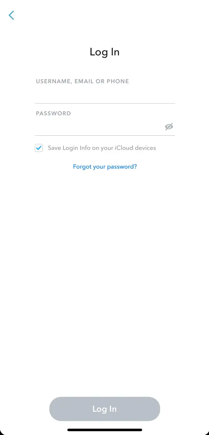 Log in back again later on Snapchat
