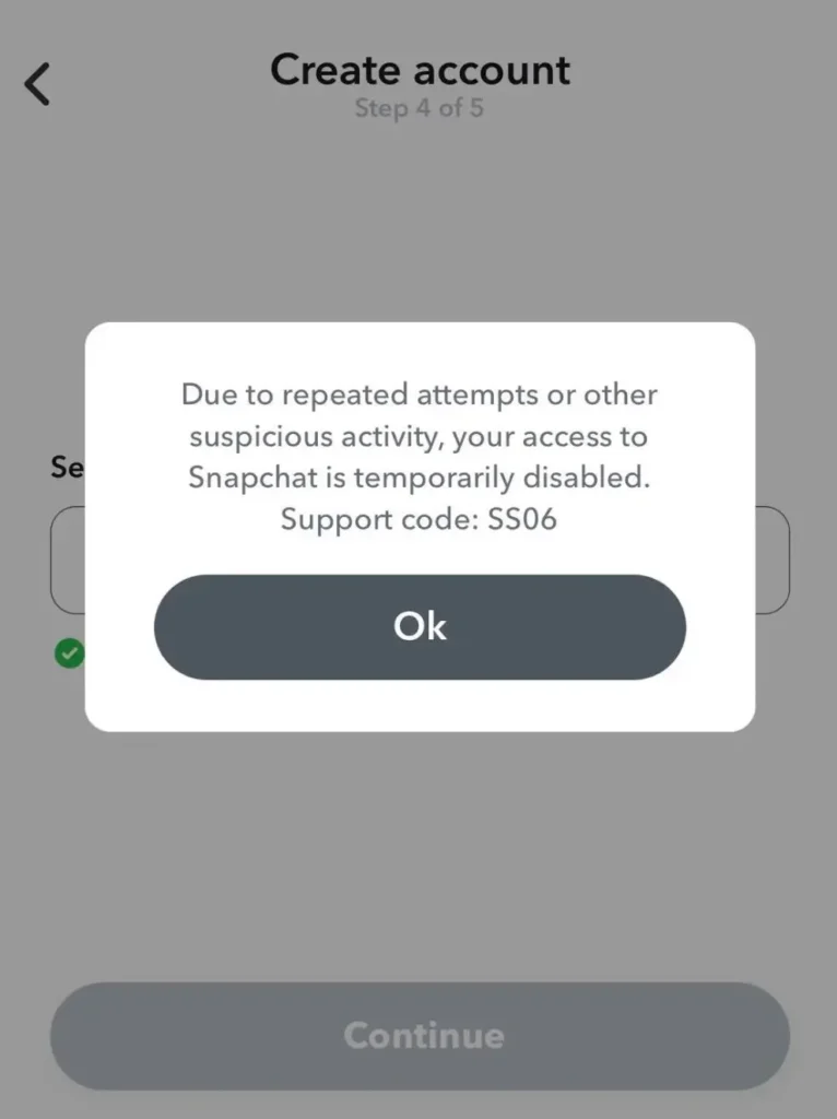 Snapchat Support Code SS06