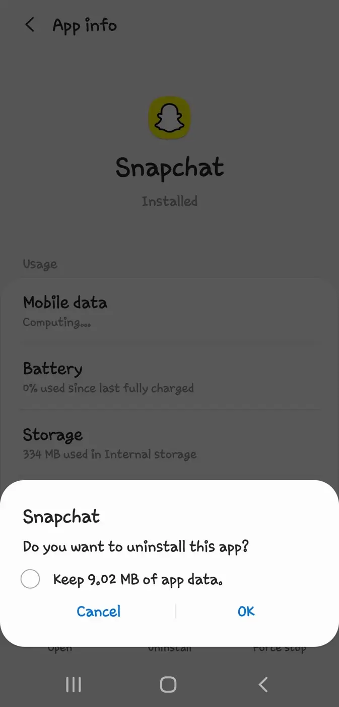 Uninstall Snapchat