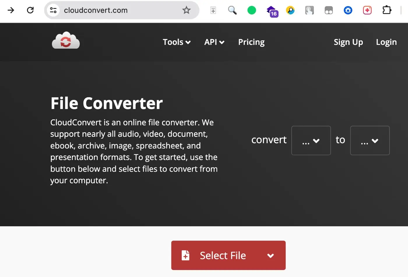 Upload files to WebP converter tool