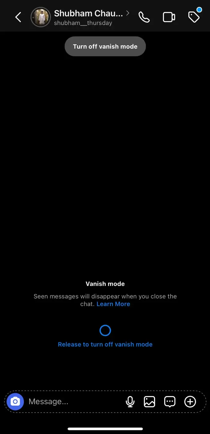release to turn off vanish mode