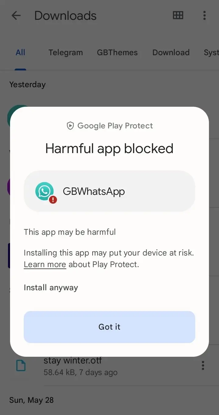 Bypass Harmful App Blocked warning