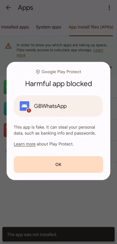 Harmful App Blocked meaning
