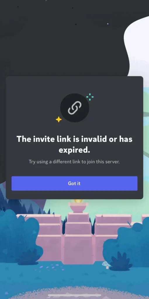Invite link invalid error on Discord