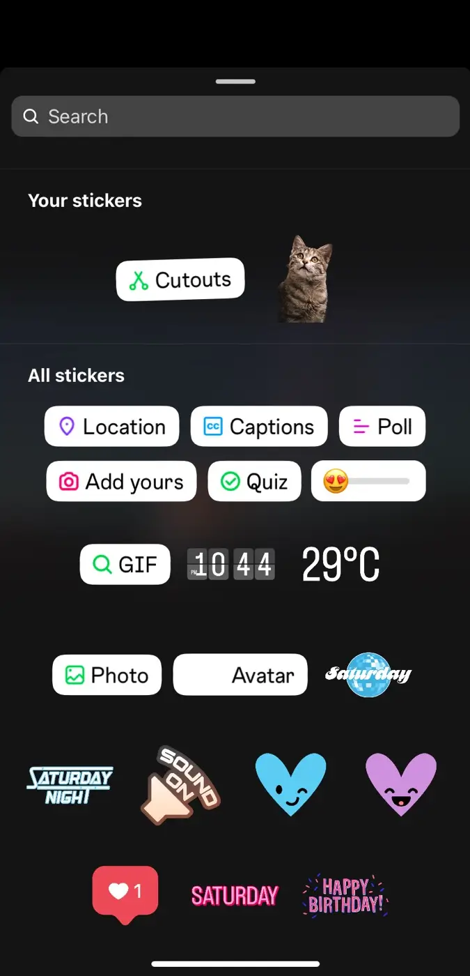 Select captions sticker on Instagram