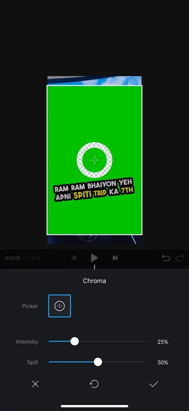 Use Chroma key on captions green screen