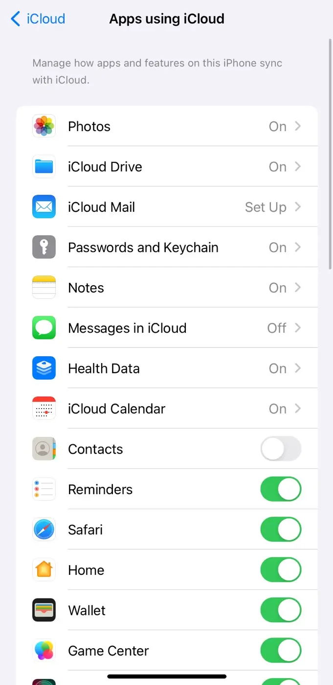 Enable Messages syncing in iCloud