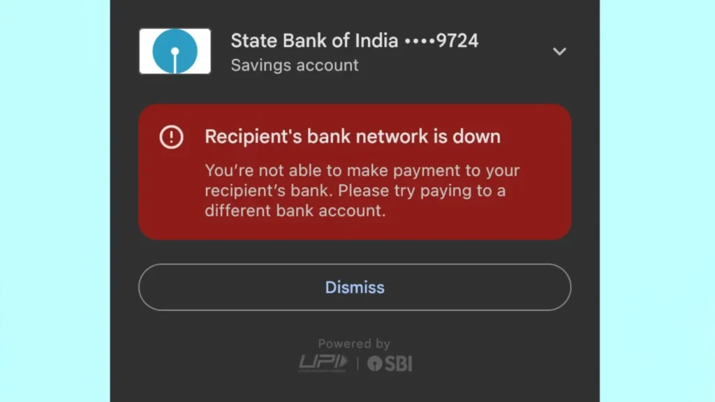 Fix Recipient’s bank network is down