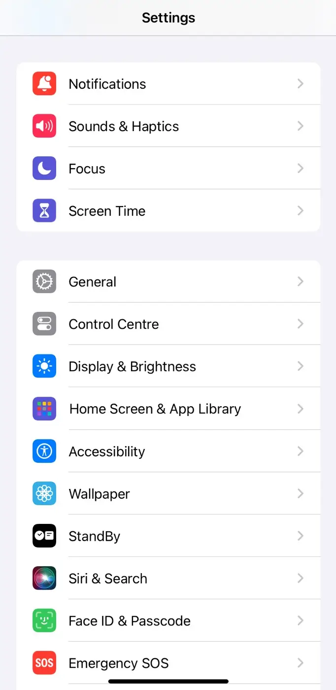 Go to General settings on iPhone