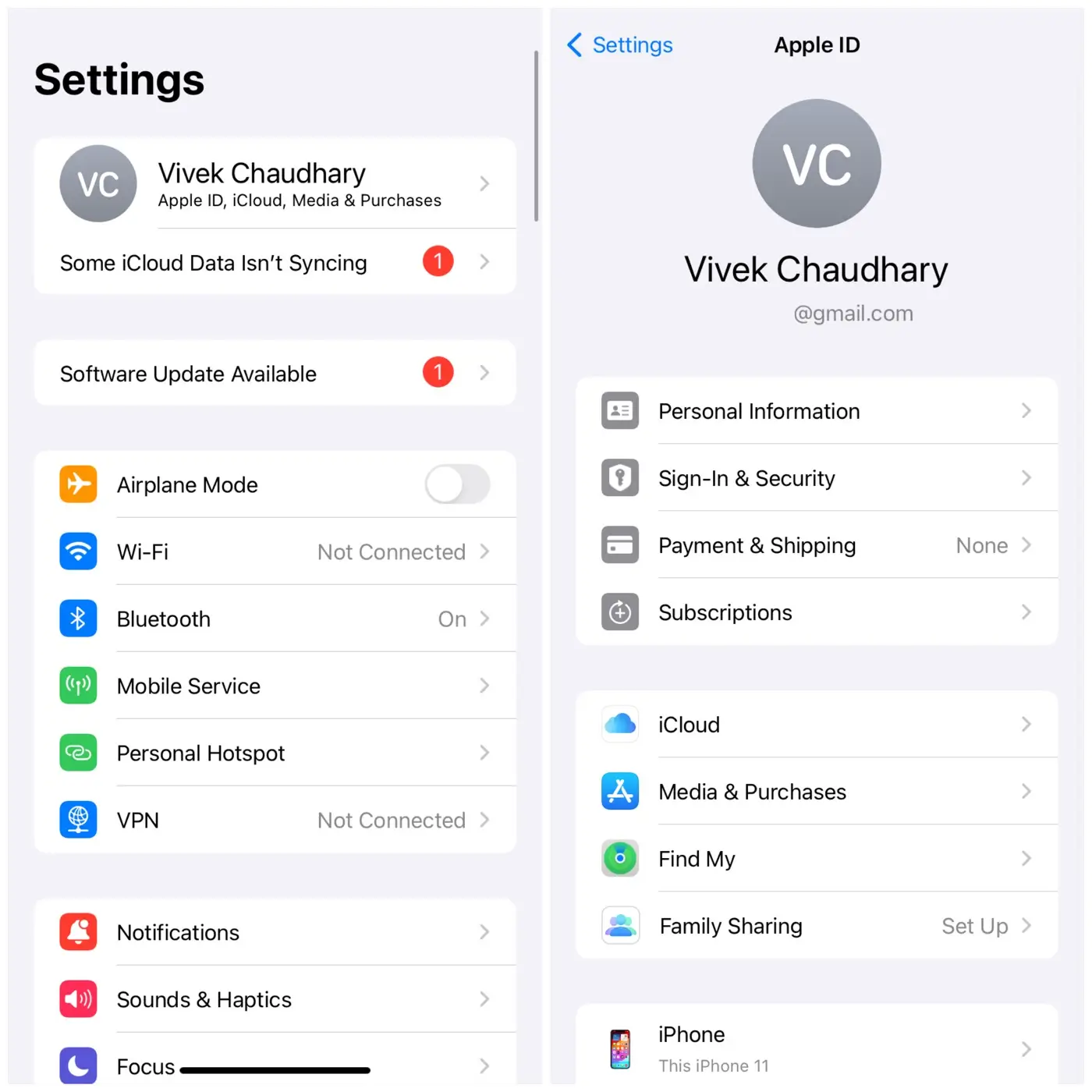 Go to iCloud settings on iPhone