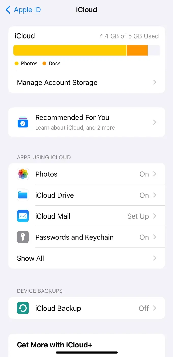 Show all apps using iCloud