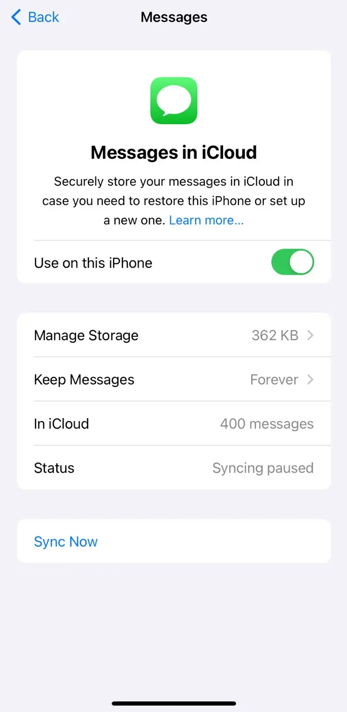 Sync and transfer messages on iCloud to new iPhone