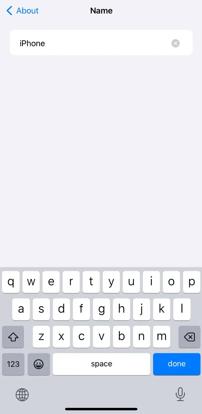 Type new AirDrop name on iPhone