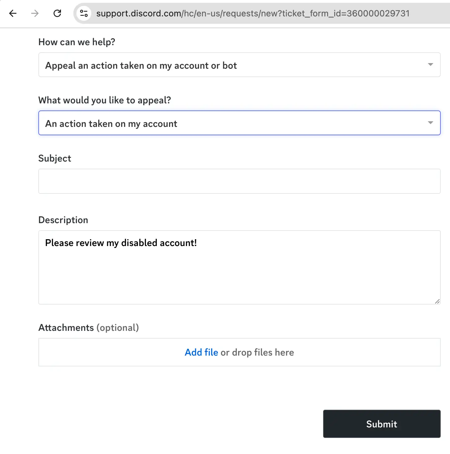 Appeal your disabled discord account